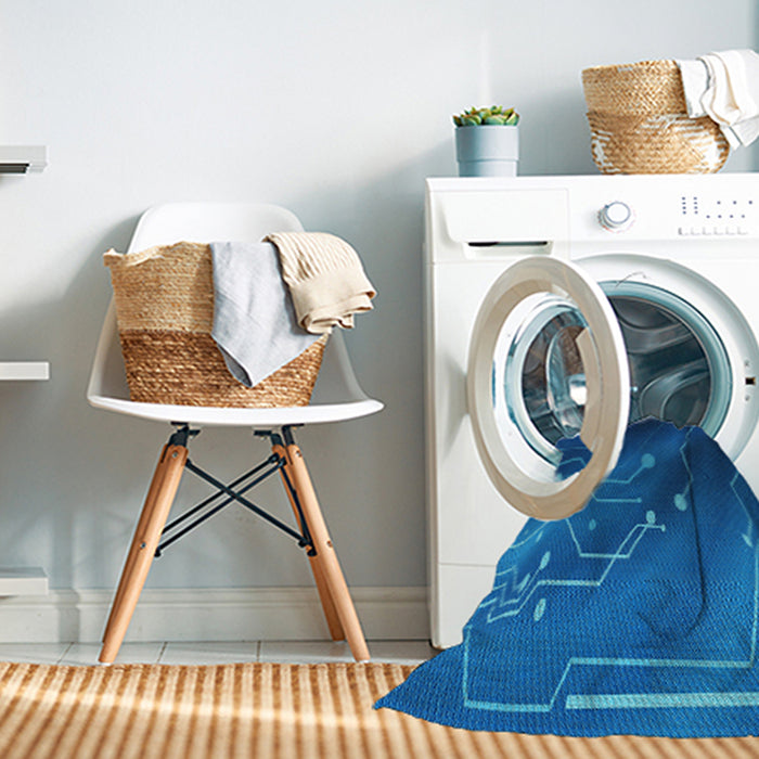Machine Washable Transitional Blueberry Blue Rug in a Washing Machine, wshpat587lblu