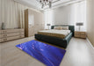 Patterned Blue Rug in a Bedroom, pat587pur