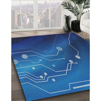 Patterned Cobalt Blue Novelty Rug, pat587