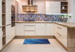 Patterned Cobalt Blue Novelty Rug in a Kitchen, pat587