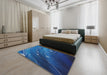 Machine Washable Transitional Cobalt Blue Rug in a Bedroom, wshpat587