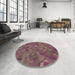 Round Patterned Dark Almond Brown Rug in a Office, pat588brn