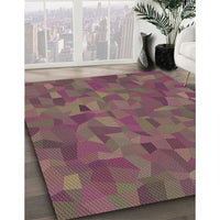 Patterned Dark Almond Brown Rug, pat588brn