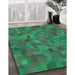 Machine Washable Transitional Deep-Sea Green Rug in a Family Room, wshpat588grn