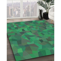 Patterned Deep-Sea Green Rug, pat588grn