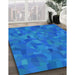 Machine Washable Transitional Blue Rug in a Family Room, wshpat588lblu