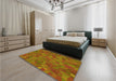 Patterned Mahogany Brown Rug in a Bedroom, pat588yw