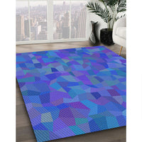 Patterned Blue Orchid Blue Modern Rug, pat588