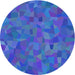 Square Machine Washable Transitional Blue Orchid Blue Rug, wshpat588