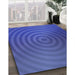 Machine Washable Transitional Sapphire Blue Rug in a Family Room, wshpat589blu