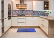 Patterned Sapphire Blue Rug in a Kitchen, pat589blu