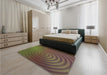 Patterned Dark Brown Rug in a Bedroom, pat589brn