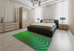 Patterned Deep Emerald Green Rug in a Bedroom, pat589grn