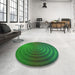 Round Patterned Deep Emerald Green Rug in a Office, pat589grn