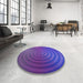 Round Patterned Amethyst Purple Rug in a Office, pat589pur