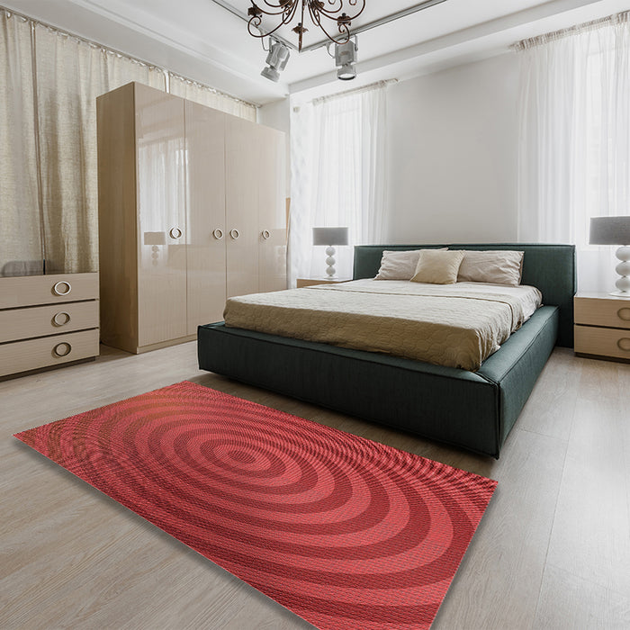 Round Machine Washable Transitional Red Rug in a Office, wshpat589rd