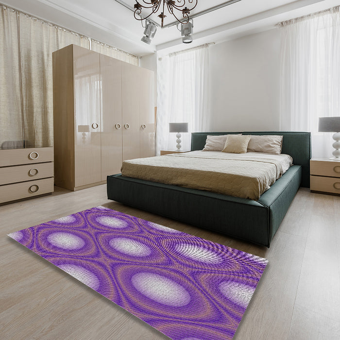 Machine Washable Transitional Bright Purple Rug in a Bedroom, wshpat58