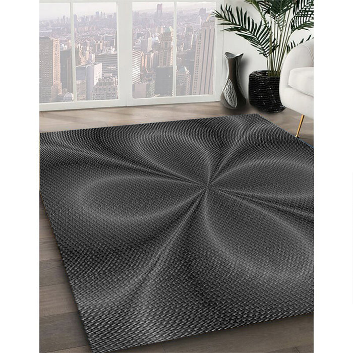 Patterned Charcoal Black Rug in Family Room, pat59gry