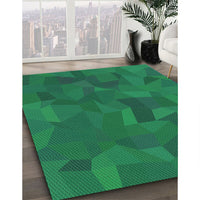 Patterned Medium Teal Green Rug, pat590grn