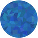 Square Machine Washable Transitional Blue Rug, wshpat590