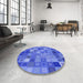 Round Patterned Sky Blue Rug in a Office, pat592blu