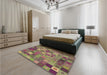 Patterned Brass Green Rug in a Bedroom, pat592brn