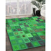 Patterned Forest Green Rug in Family Room, pat592grn