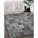 Machine Washable Transitional Carbon Gray Rug in a Family Room, wshpat592gry