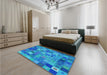 Patterned Blue Rug in a Bedroom, pat592lblu