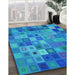 Patterned Blue Rug in Family Room, pat592lblu