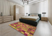 Patterned Red Rug in a Bedroom, pat592org