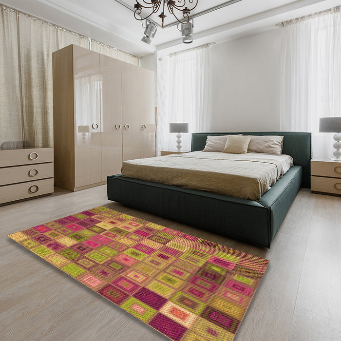 Patterned Red Rug in a Bedroom, pat592org