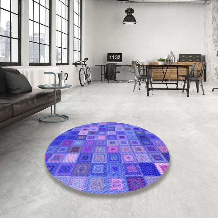 Round Patterned Purple Rug in a Office, pat592pur