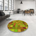 Round Patterned Pistachio Green Rug in a Office, pat592yw