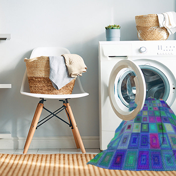 Machine Washable Transitional Sapphire Blue Rug in a Washing Machine, wshpat592