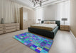 Patterned Sapphire Blue Modern Rug in a Bedroom, pat592