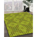 Machine Washable Transitional Green Rug in a Family Room, wshpat594yw