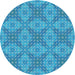 Sideview of Patterned Blue Novelty Rug, pat594