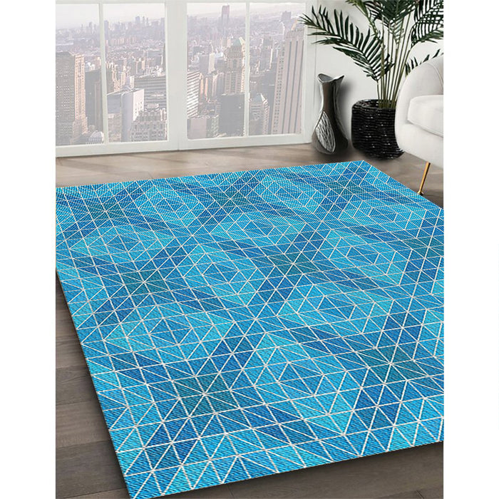 Machine Washable Transitional Diamond Blue Rug in a Family Room, wshpat594