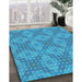 Machine Washable Transitional Diamond Blue Rug in a Family Room, wshpat594