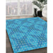 Patterned Blue Novelty Rug in Family Room, pat594