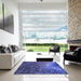 Square Patterned Light Slate Blue Rug in a Living Room, pat595blu