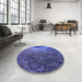 Round Patterned Light Slate Blue Rug in a Office, pat595blu