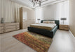 Patterned Red Brown Rug in a Bedroom, pat595brn