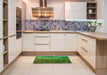 Patterned Lime Green Rug in a Kitchen, pat595grn