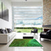 Square Patterned Lime Green Rug in a Living Room, pat595grn