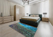 Patterned Light Sea Green Rug in a Bedroom, pat595lblu