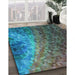 Patterned Light Sea Green Rug in Family Room, pat595lblu