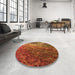 Round Patterned Orange Rug in a Office, pat595org