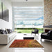 Square Patterned Orange Rug in a Living Room, pat595org